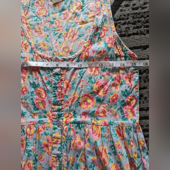Billabong vintage Y2K Floral mini tank dress pink blue grunge boho high waist M - Picture 8 of 9